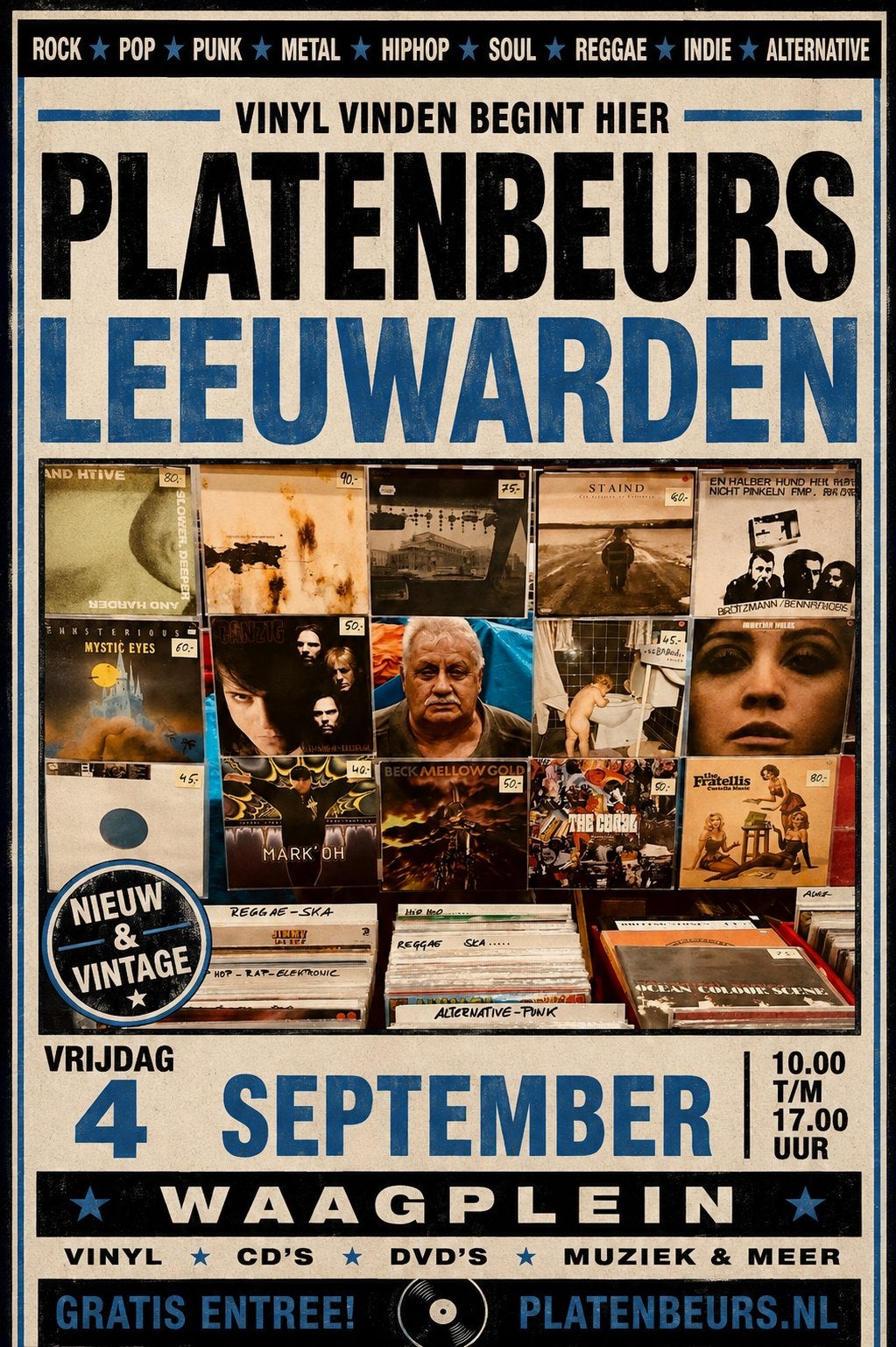 Platenbeurs Leeuwarden vrijdag 4 september Waagplein, Cd's en Dvd's, Ophalen of Verzenden, Zo goed als nieuw