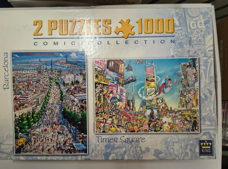 Puzzel 1000st Barcelona + Times square 1000 + Korenaren 500, Ophalen of Verzenden, 500 t/m 1500 stukjes, Gebruikt, Legpuzzel