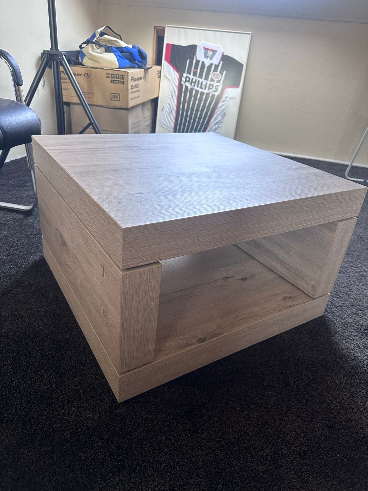 Moderne salontafel - vierkant, licht hout, Ophalen, Gebruikt, Vierkant, 50 tot 100 cm