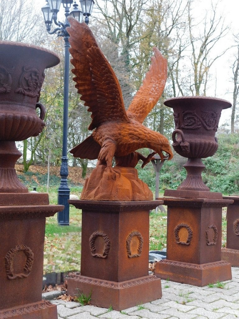Adelaar XL op Sokkel - 175 cm - Gietijzer,, Tuin en Terras, Dierenbeeld, ., Ophalen of Verzenden, .
