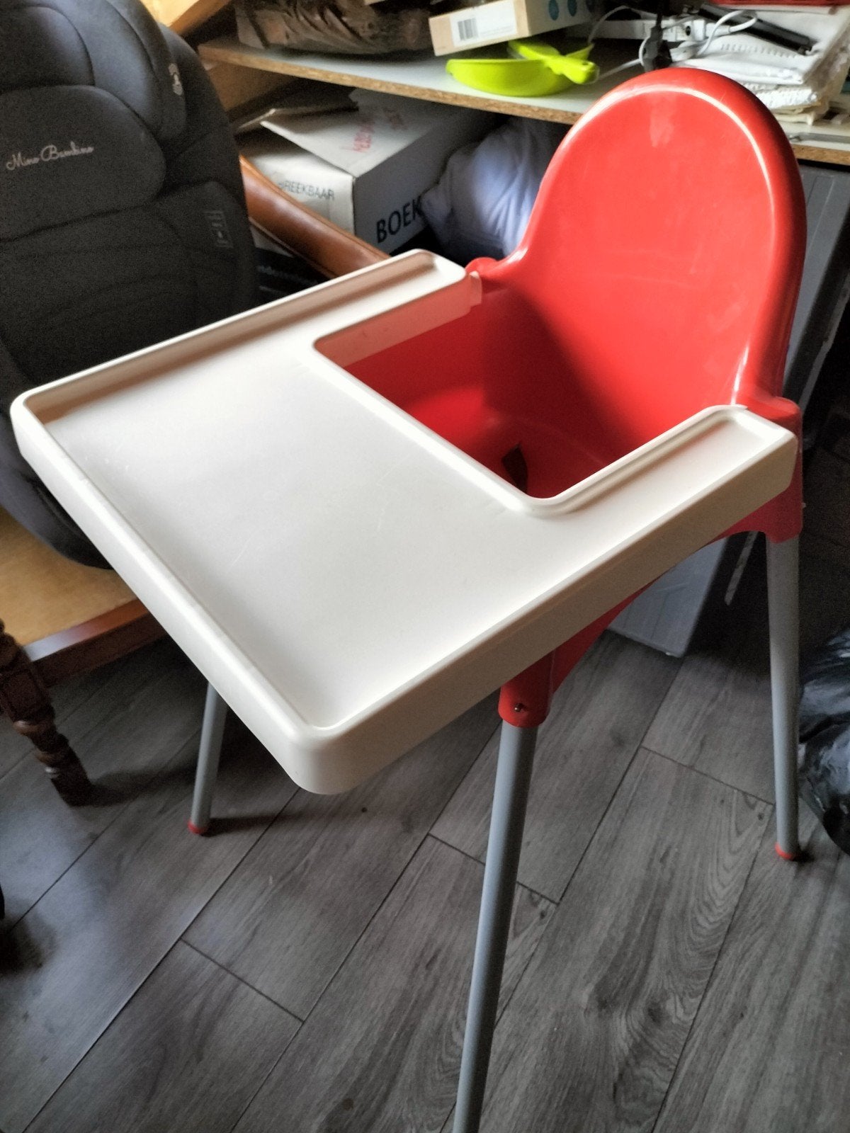 IKEA Antilop kinderstoel met eetblad en gordel, Ophalen, Gebruikt, Overige typen, Afneembaar eetblad