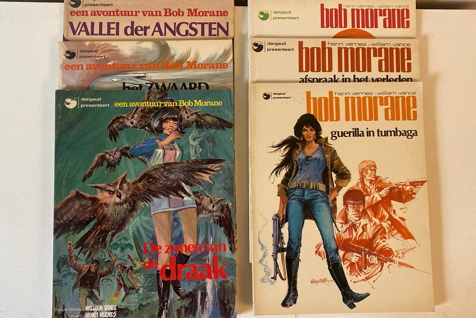 6 delen Bob Morane uitgave dargaud, Meerdere stripboeken, Ophalen of Verzenden, Gelezen