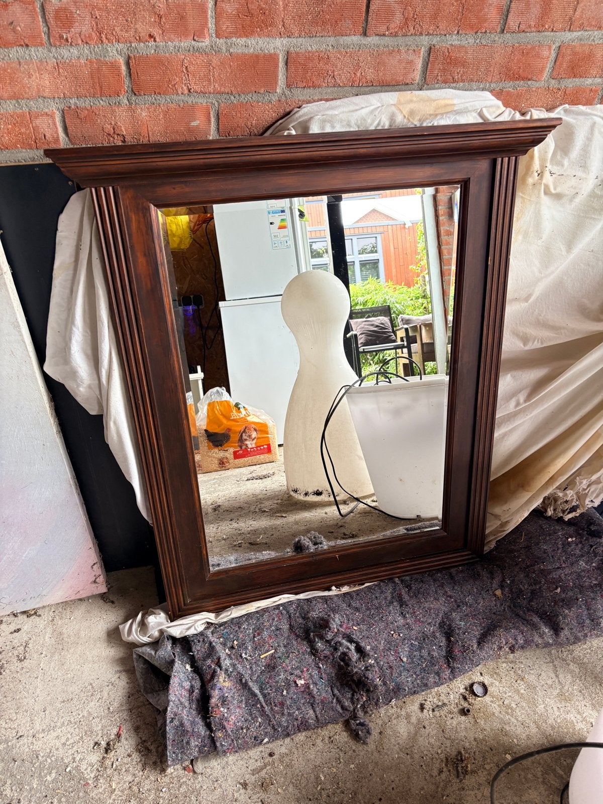 Facet geslepen spiegel in houten lijst, Huis en Inrichting, Woonaccessoires | Spiegels, Ophalen, Gebruikt, 100 tot 150 cm, Rechthoekig