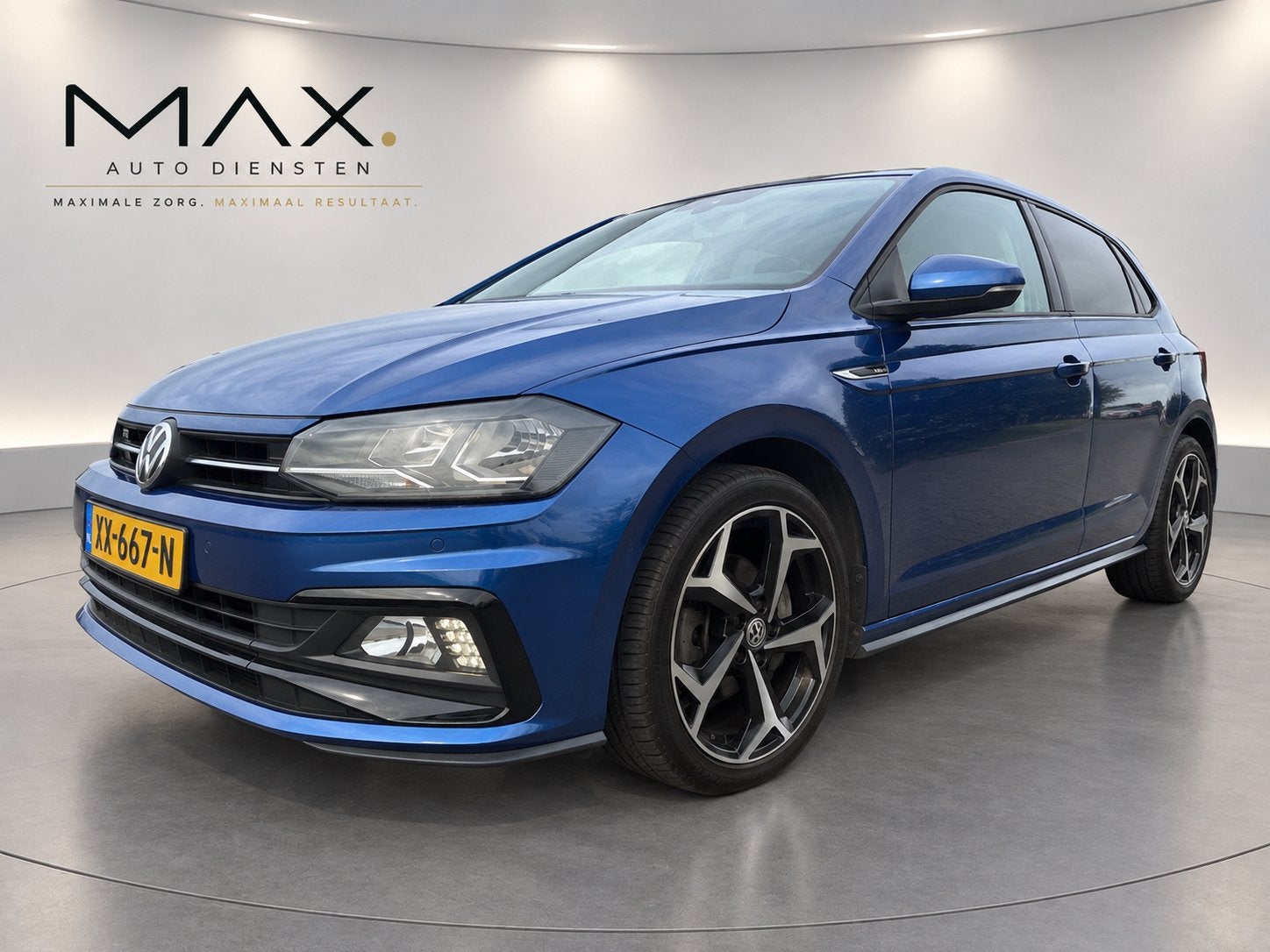 VW Polo 1.0 TSI R-Line | Automaat | Beats | Dealer onderhoud, Stof, Blauw, 49 €/maand, Origineel Nederlands