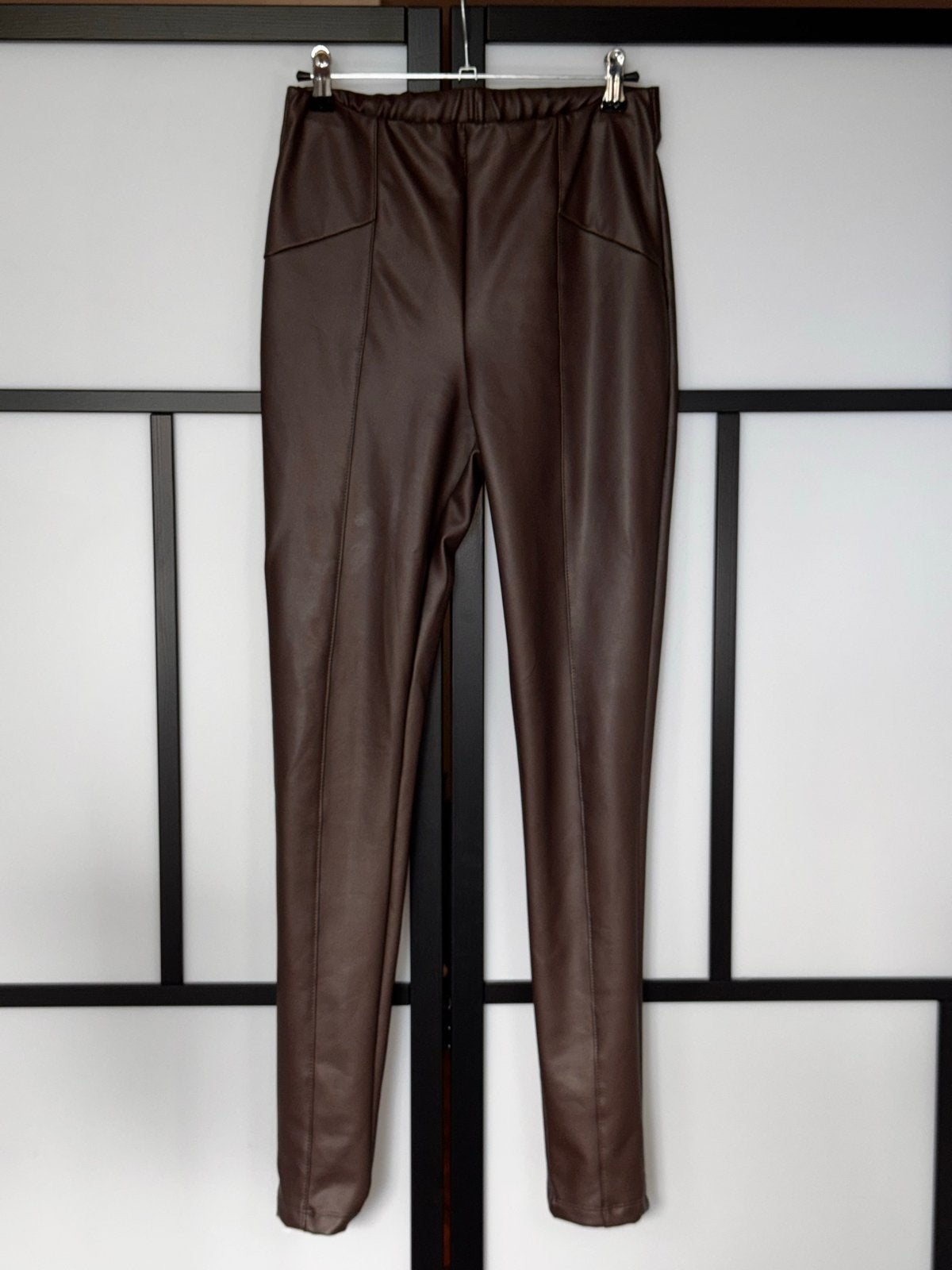 Bruine imitatie leren legging - Maat XS (past ook S), Legging, Maat 36/38 (S), Bruin, Ophalen of Verzenden