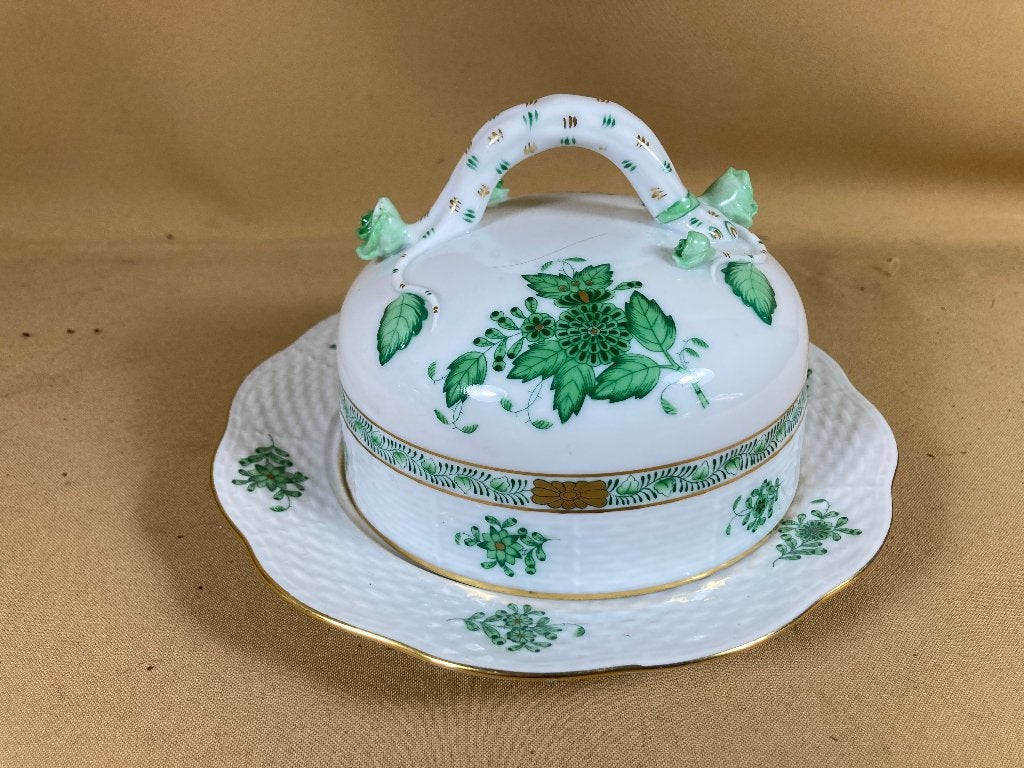 Herend Apponyi groen Chinese boeket groen botervloot, Ophalen of Verzenden