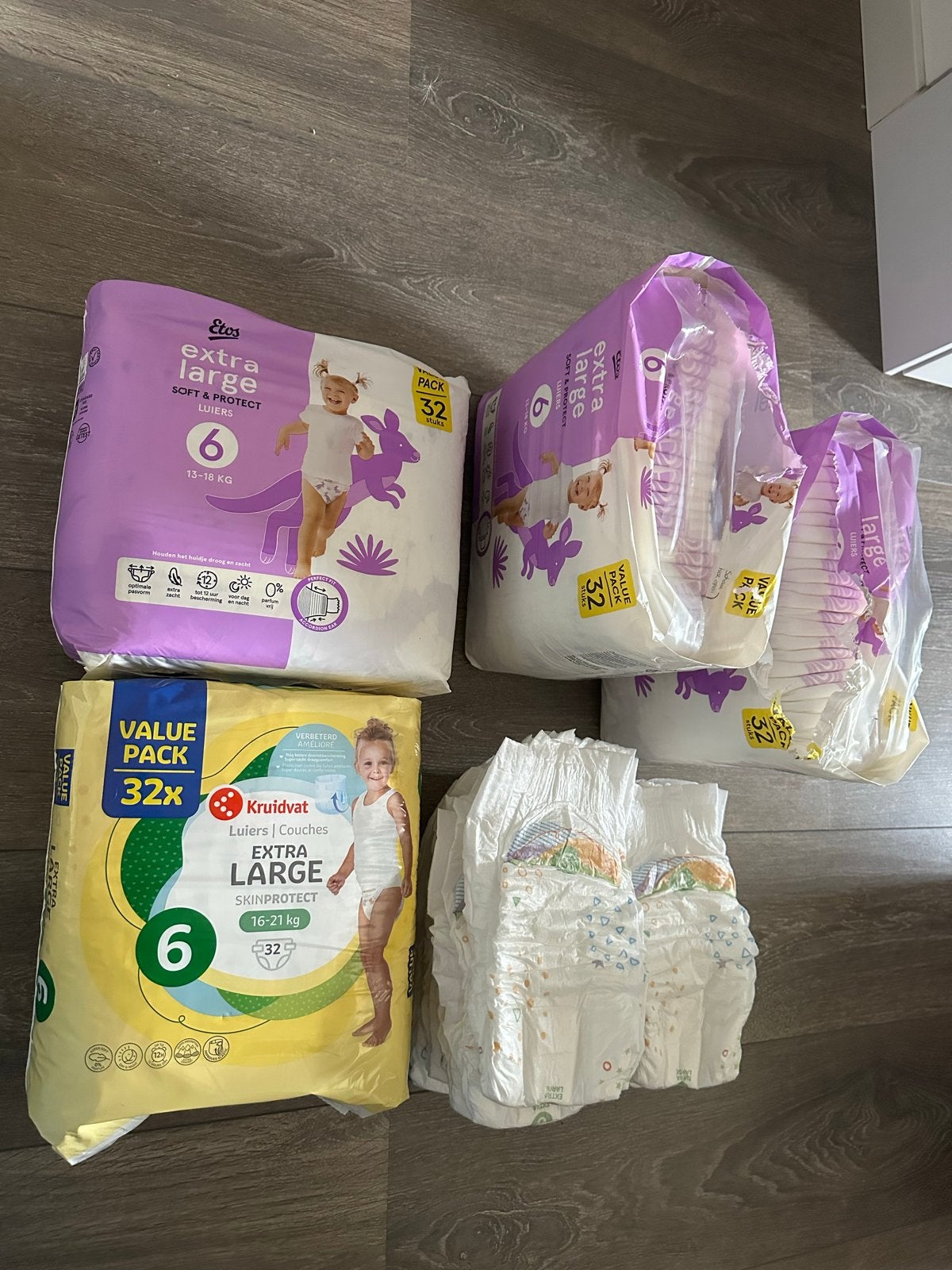 Etos & Kruidvat luiers maat 6 (Extra Large) - Totaal 151 stu, Ophalen of Verzenden, Zo goed als nieuw