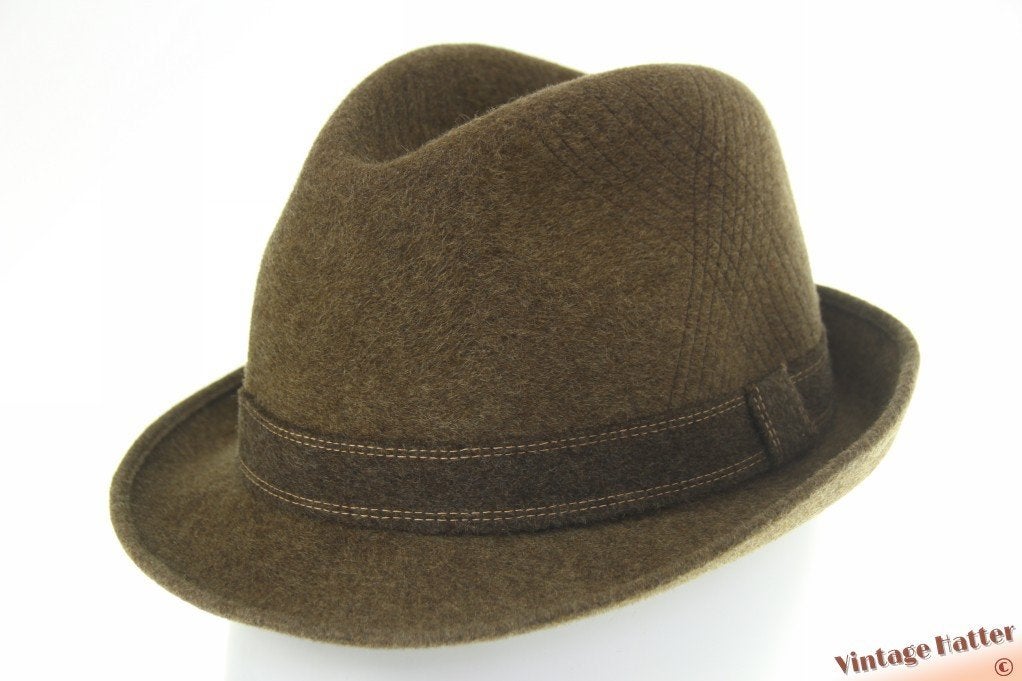 Vintage Gleufhoed Oxford luxor quality kort kaki haarvilt 55, Hoed, Ophalen of Verzenden, 57 cm (M, 7⅛ inch) of minder, Oxford - luxor quality