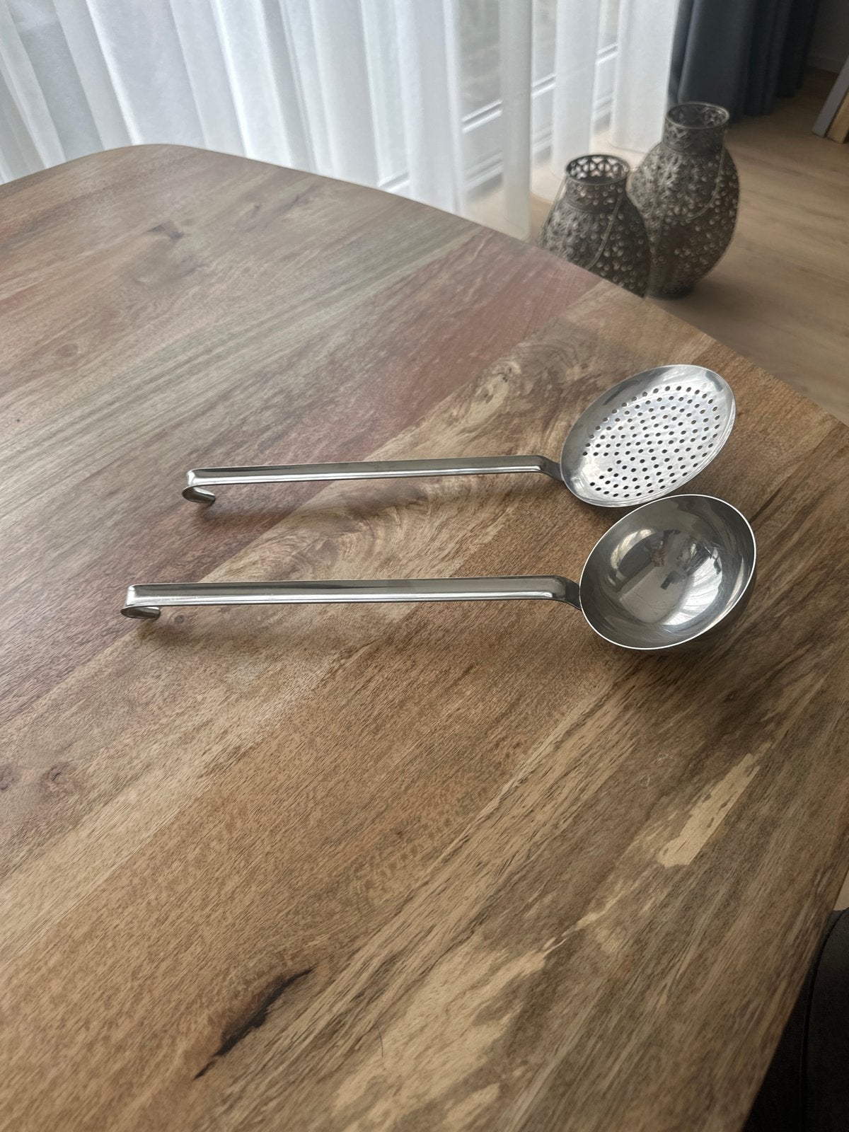 Opscheplepel en schuimspaan set - RVS, Zilver, Ophalen of Verzenden, Metaal, Overige typen