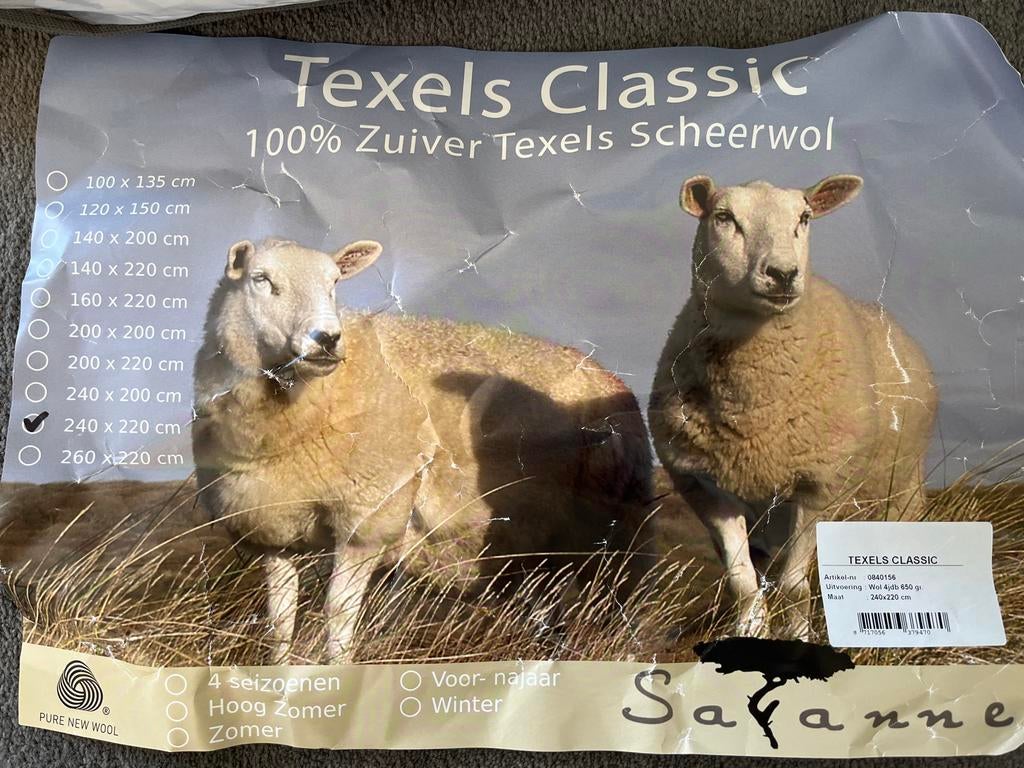 Texels Classic 100% Zuiver Texels Scheerwol Dekbed, Ophalen, Wit, Tweepersoons, Deken of Dekbed