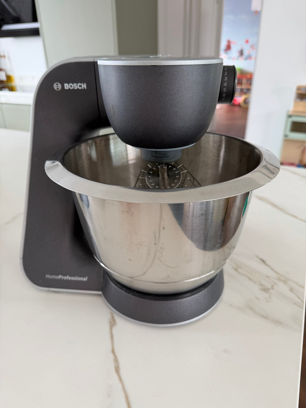 Bosch MUM5 HomeProfessional Keukenmachine met accessoires, Ophalen, Gebruikt, Vaatwasserbestendig, 3 snelheden of meer