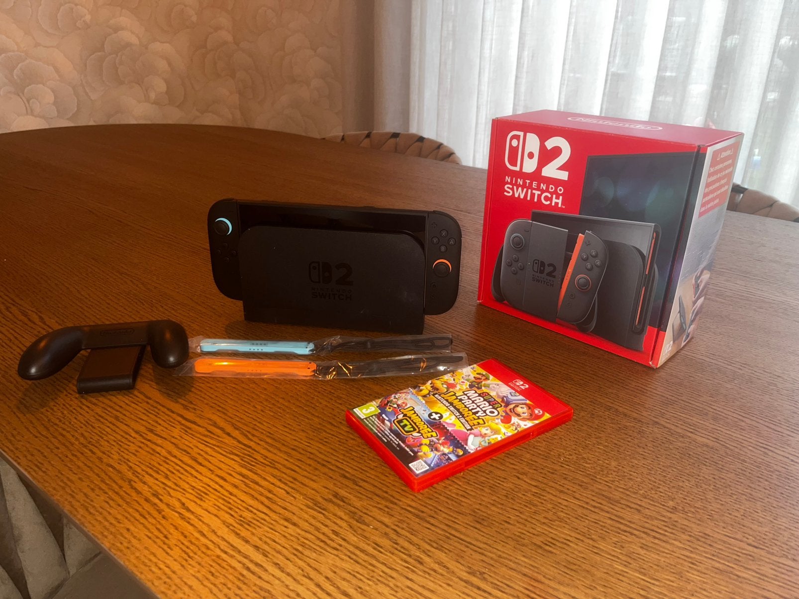 Nintendo Switch 2 + Super Mario Party Jamboree, Ophalen, Zo goed als nieuw, Met 1 controller, Switch Original