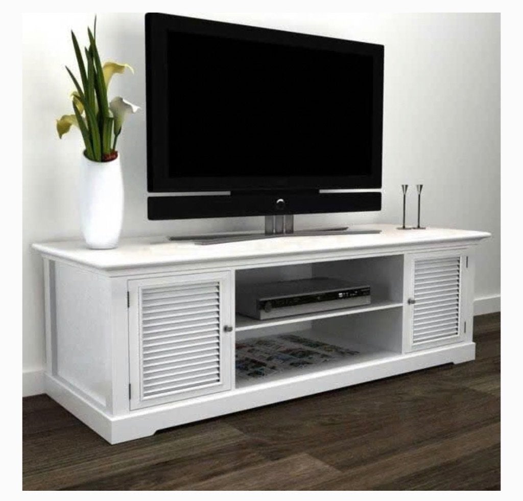 Nieuwe Tv-meubel wit hout, Grenenhout, 100 tot 150 cm, Nieuw, Ophalen of Verzenden