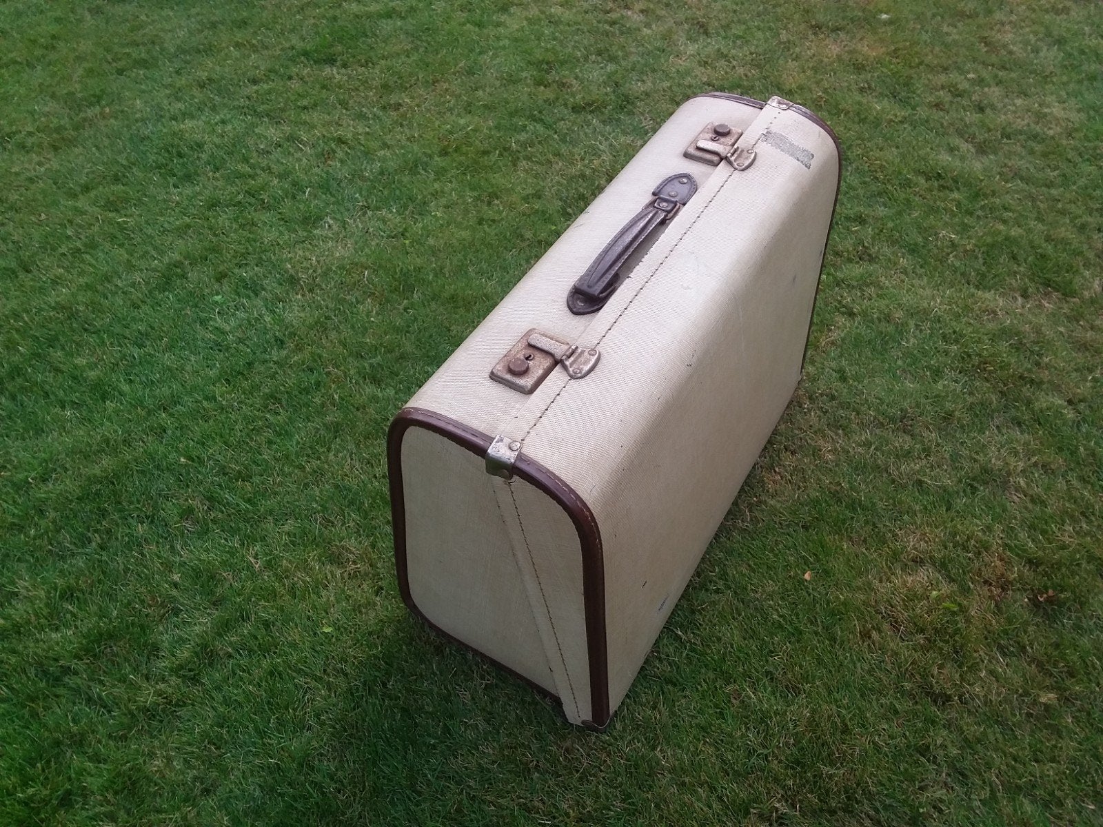 Vintage Koffer - Crèmekleurig wit apart Reiskoffer Patroon, Ophalen