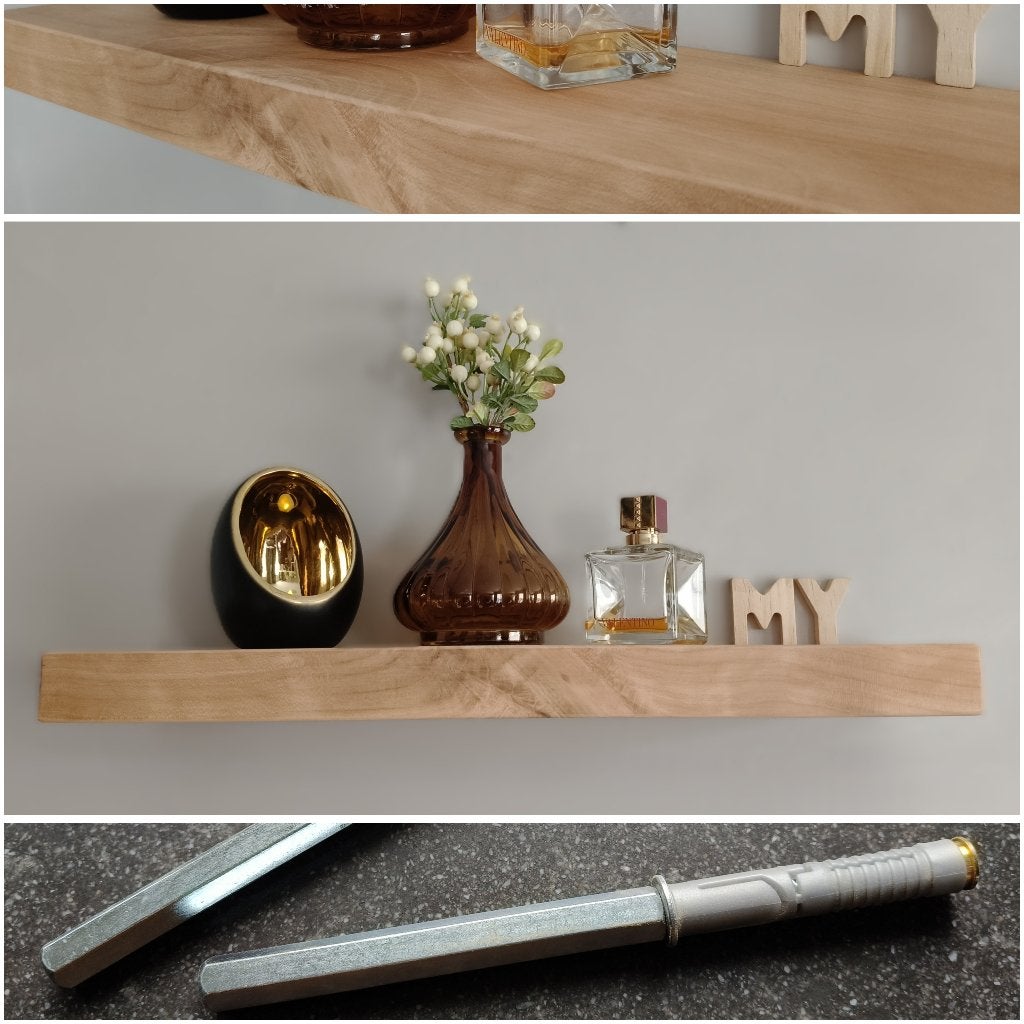 Zwevende kersen houten wandplank decoratie schap 53cm #220, Houtatelier M.Y., Info@myhoutatelier.nl, Nieuw, Ophalen of Verzenden
