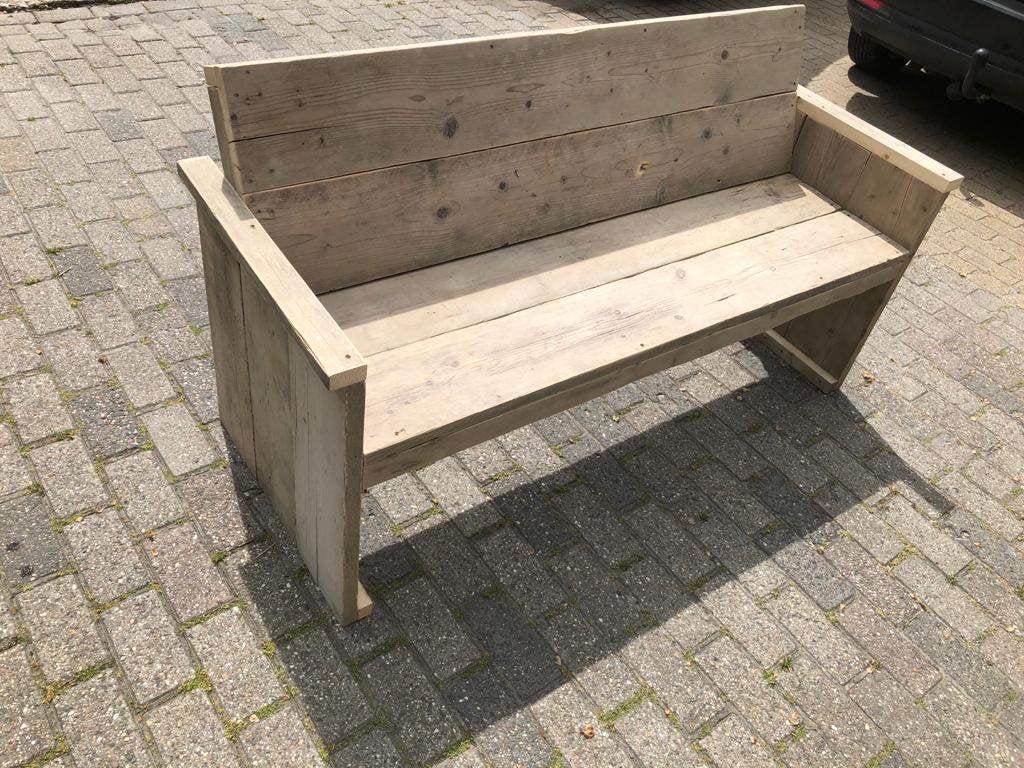 Tuin bankje gemaakt van echt oud steigerhout, Ophalen of Verzenden, Nieuw, Hout