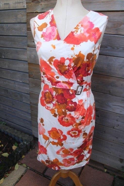 Overslagjurk creme/ rood/ bruin Mark mt 38 Vaste prijs, Kleding | Dames, Jurken, Maat 38/40 (M), Ophalen of Verzenden, Zo goed als nieuw