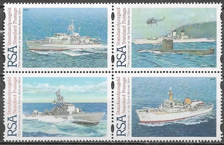 ZUID-AFRIKA serie/blokje Zuid-Afrikaanse Marine 75 jaar 1997, Verzenden, Zuid-Afrika, Postfris