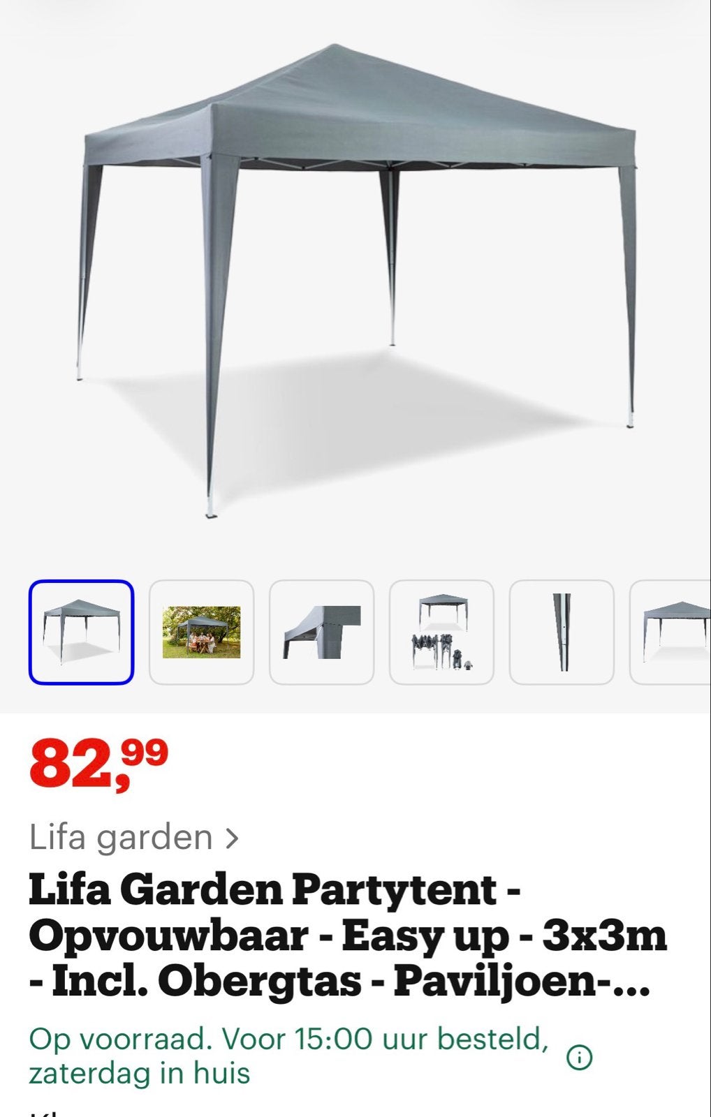 Lifa Garden Partytent - Opvouwbaar - Easy up - 3x3m, Tuin en Terras, Partytenten, Ophalen, Opvouwbaar, Partytent, Minder dan 4 meter