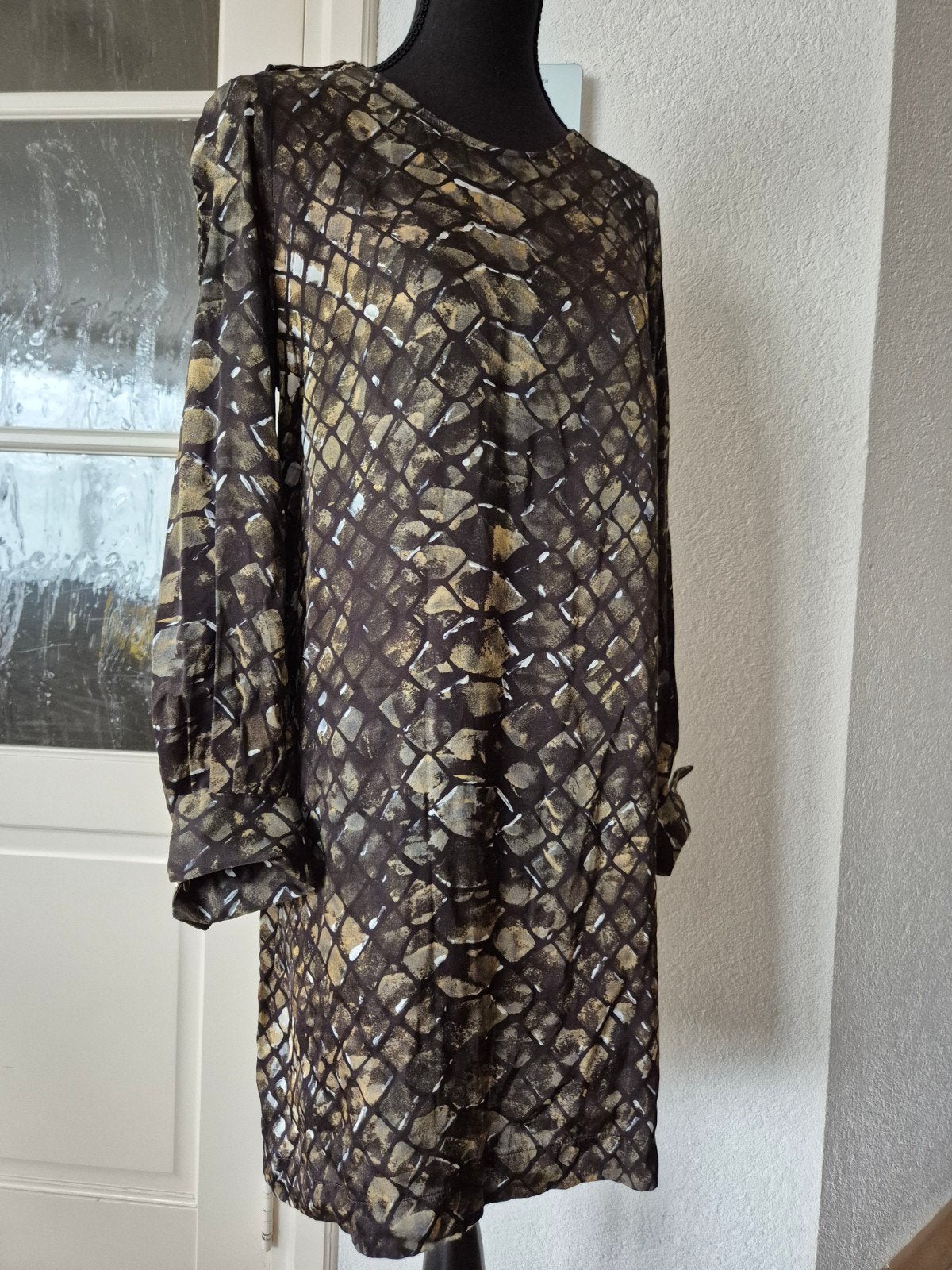 Atos Lombardini jurk met slangenprint, Bruin, Atos Lombardini, Maat 42/44 (L), Ophalen of Verzenden