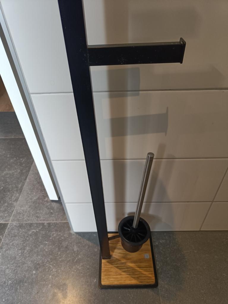 WC rol houder met wc borstel - boren niet nodig, Ophalen, Gebruikt, Zwart, Overige typen