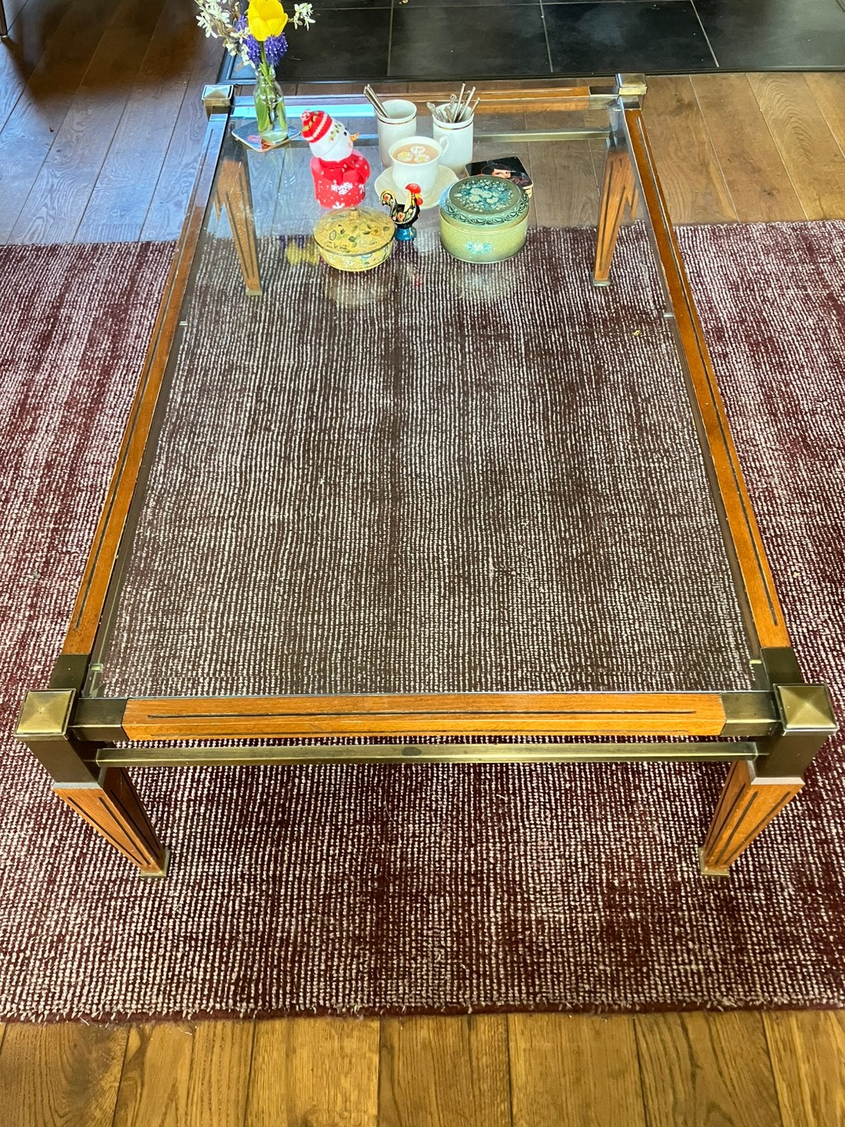 Salontafel  zeer strak met geslepen glasplaat, 100 tot 150 cm, Zo goed als nieuw, Minder dan 50 cm, Rechthoekig