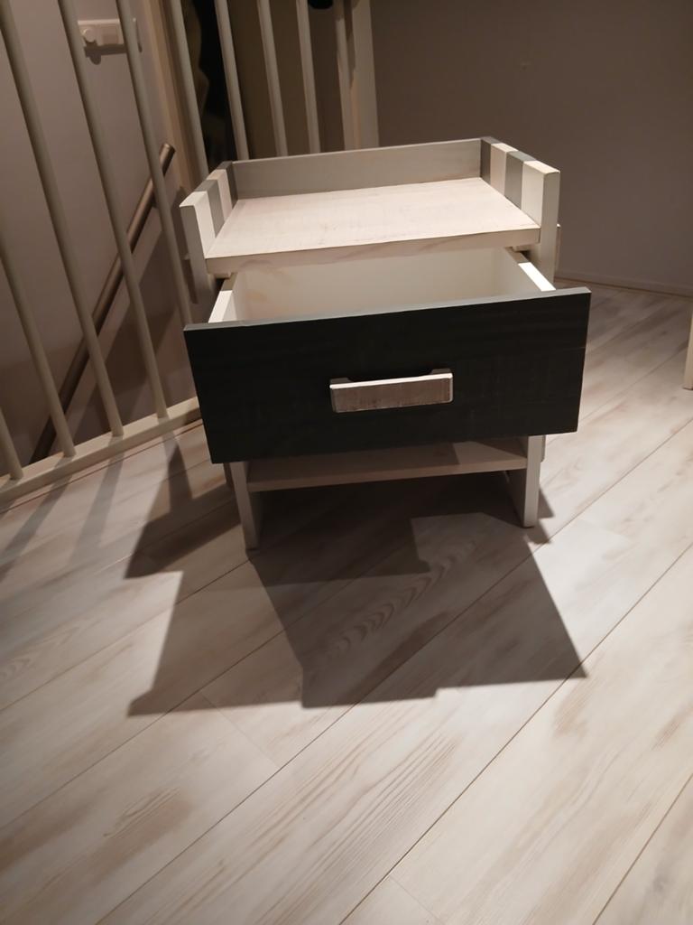 Nachtkastje grijsblauw steigerhout, Huis en Inrichting, Slaapkamer | Nachtkastjes, Gebruikt, Minder dan 45 cm, Hout, 55 tot 70 cm