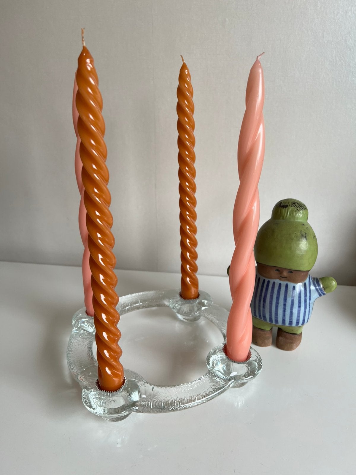 Vintage XL Zweeds Pukeberg Glas Adventkandelaar Gellerstadt, Ophalen of Verzenden, Zo goed als nieuw, Glas, Kandelaar