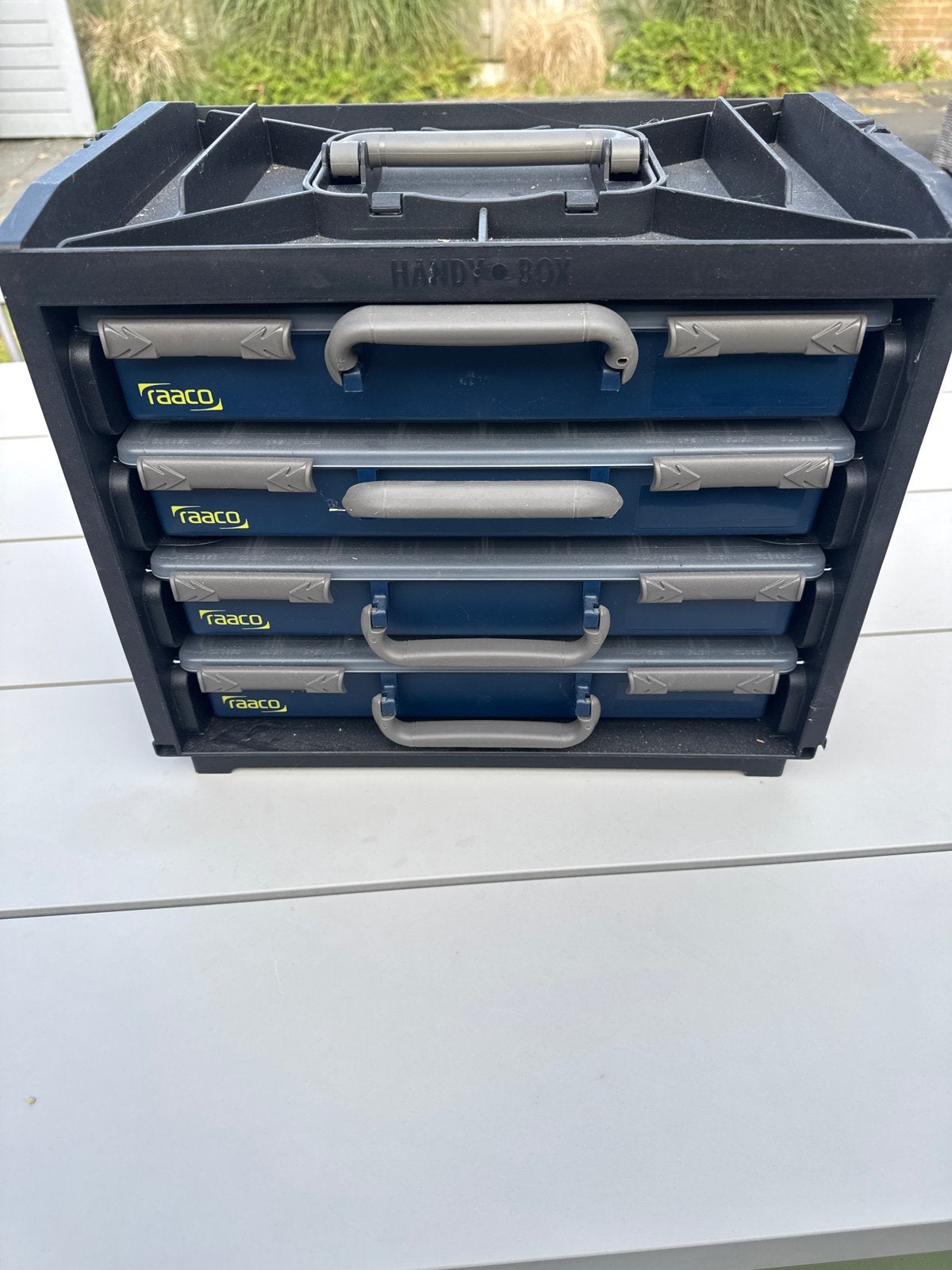 Raaco Handyboks met 4 uitneembare sorteerdozen, Ophalen of Verzenden, Gebruikt