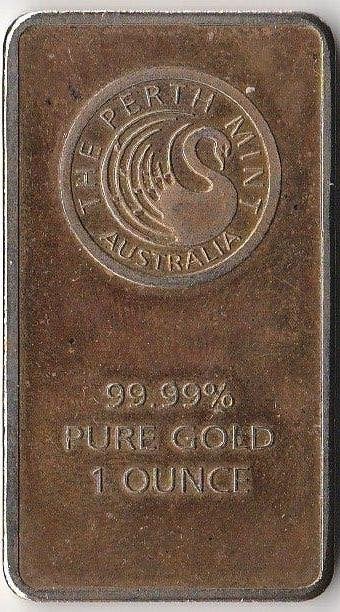 replica gouden baar van de Perth Mint, 1 ounce, Ophalen of Verzenden, Goud