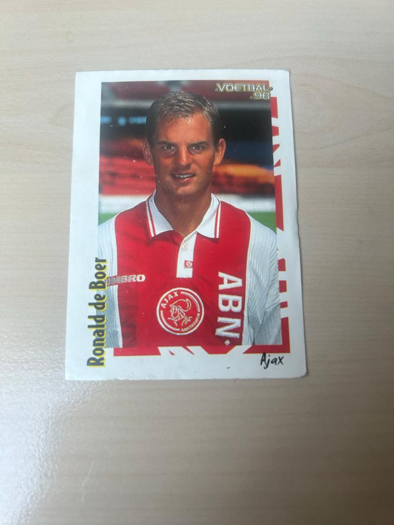 Panini Voetbal '98 Plaatje Ronald de Boer Ajax, Ophalen of Verzenden, Zo goed als nieuw, Sticker