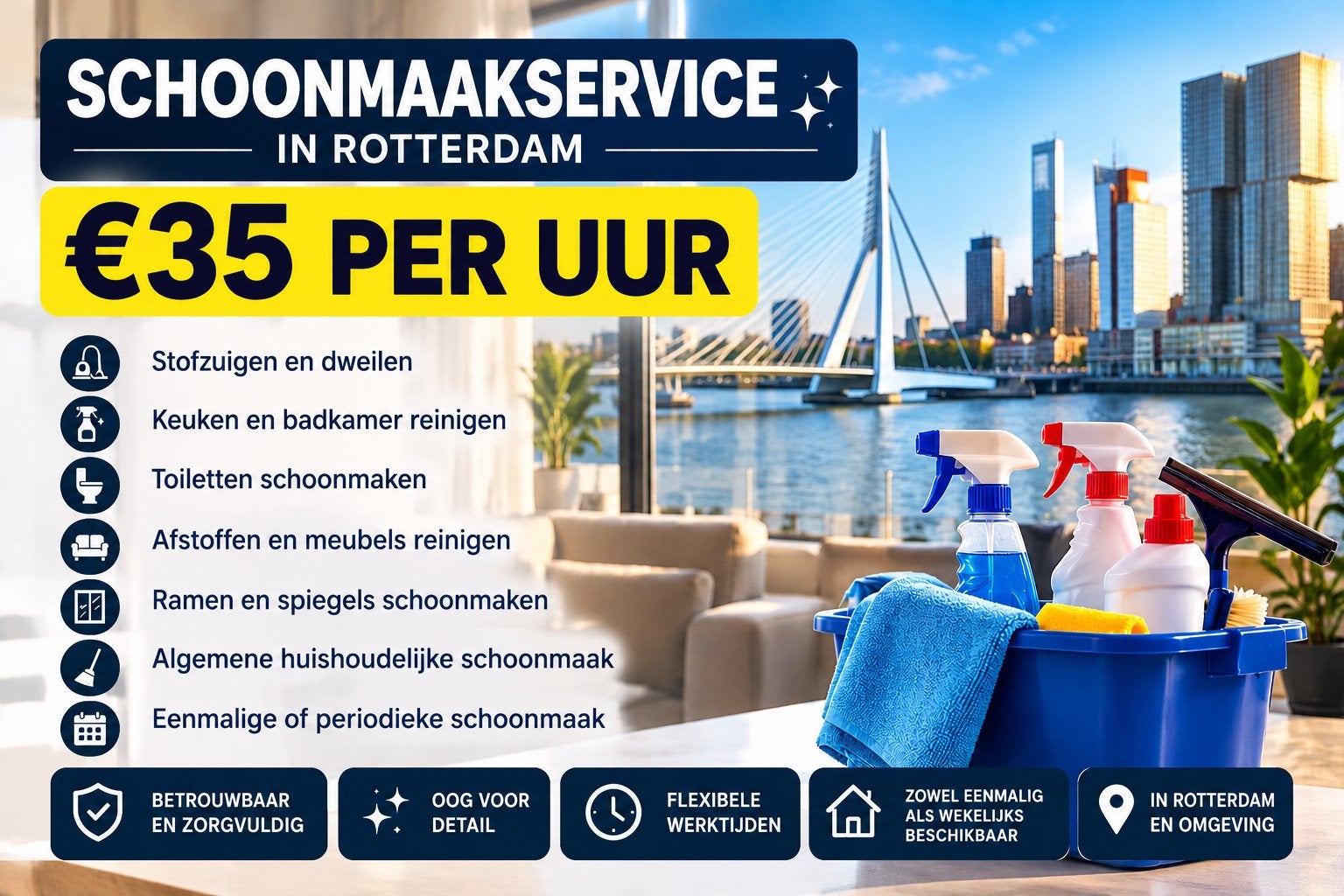Schoonmaakservice Rotterdam aangeboden