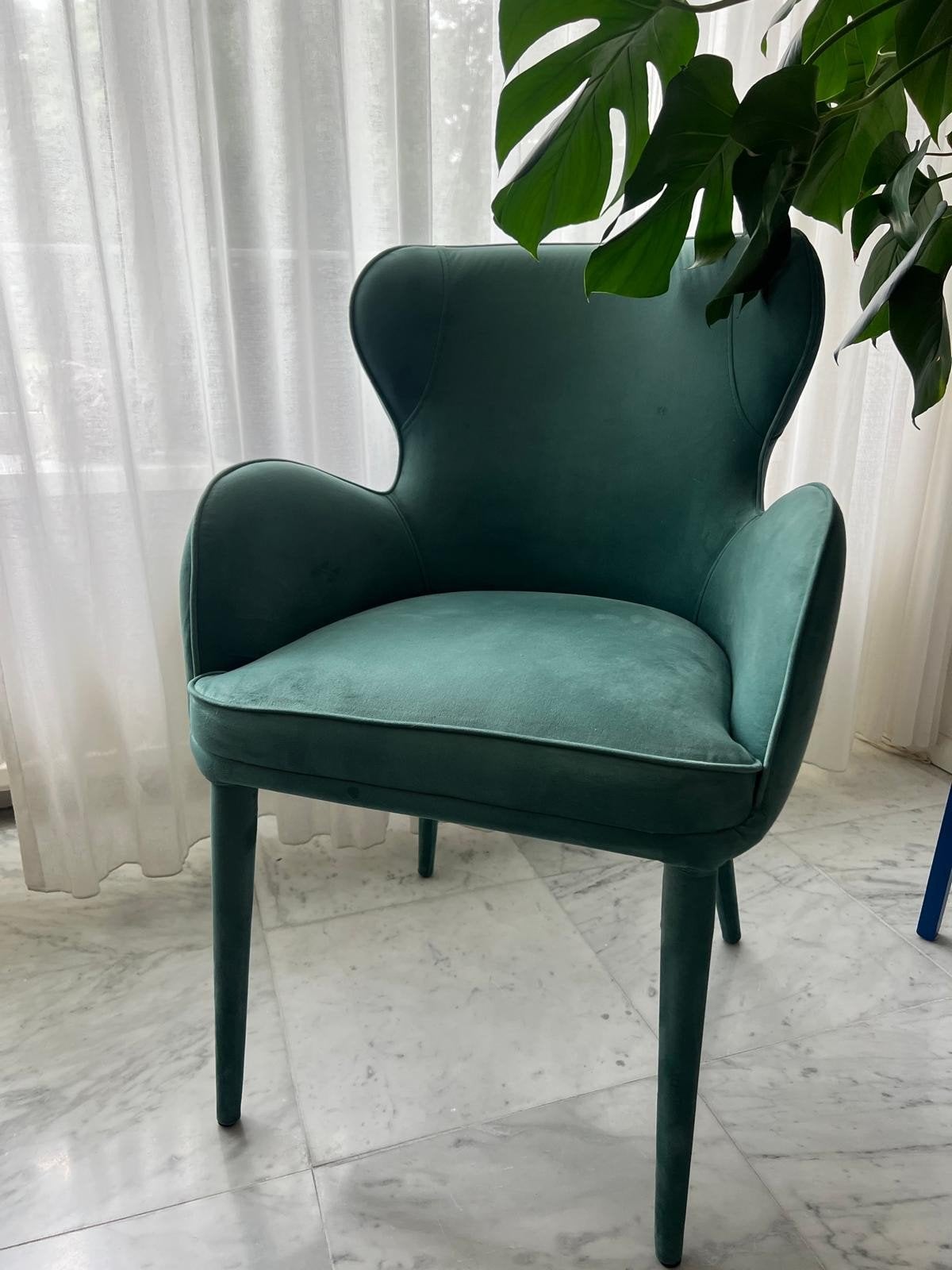 Zeegroene stoel, Huis en Inrichting, Stoelen, Ophalen, Overige kleuren, Zo goed als nieuw, Eén