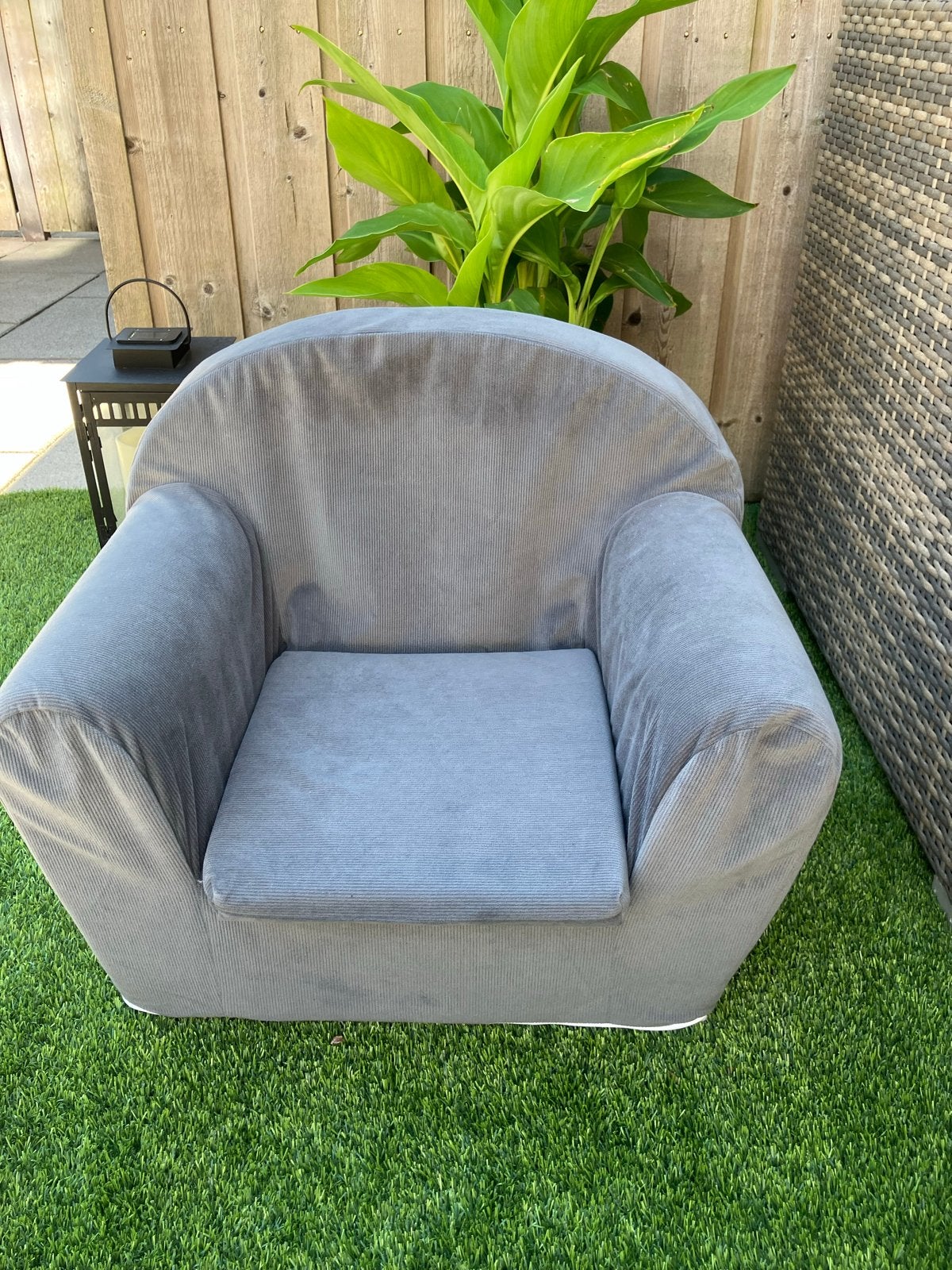 Grijze kinderfauteuil - Comfortabel en stijlvol, Ophalen, Gebruikt, Stoel