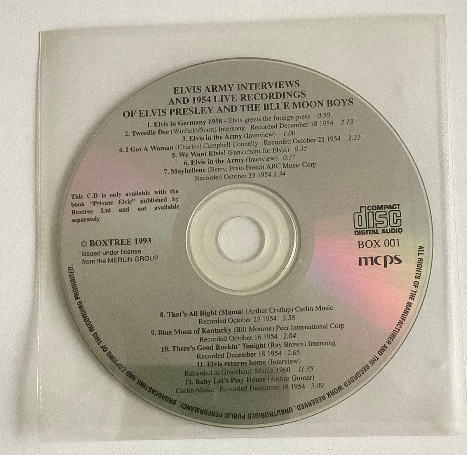 Elvis Army Interviews & 1954 Live Recordings CD, Rock, Gebruikt, Speciale editie, Ophalen of Verzenden