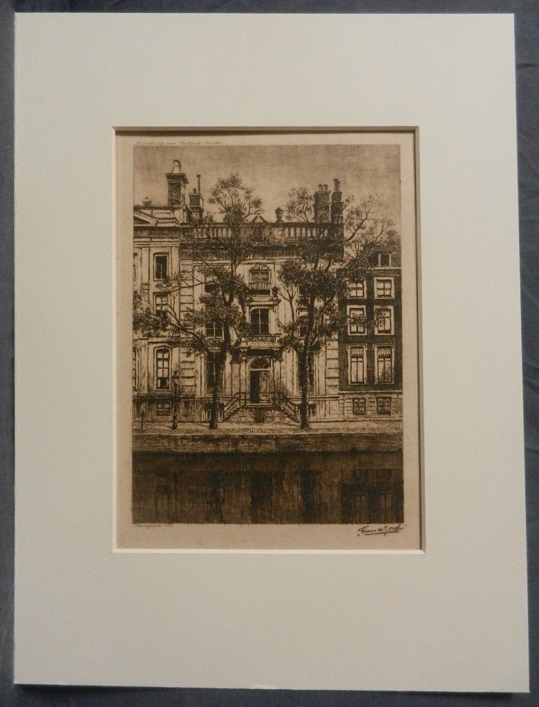 Ets Herengracht 495 Tinus de Jongh (1885-1942) hxb: 23x16 cm, Ets, Stadsgezicht, Ophalen of Verzenden, 23 cm
