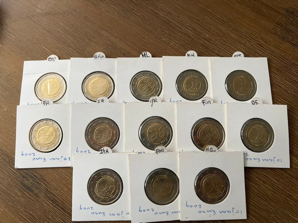 Set van 10 jaar Euro herdenkingsmunten 2009, Ophalen of Verzenden, Overige landen, 2 euro, Setje
