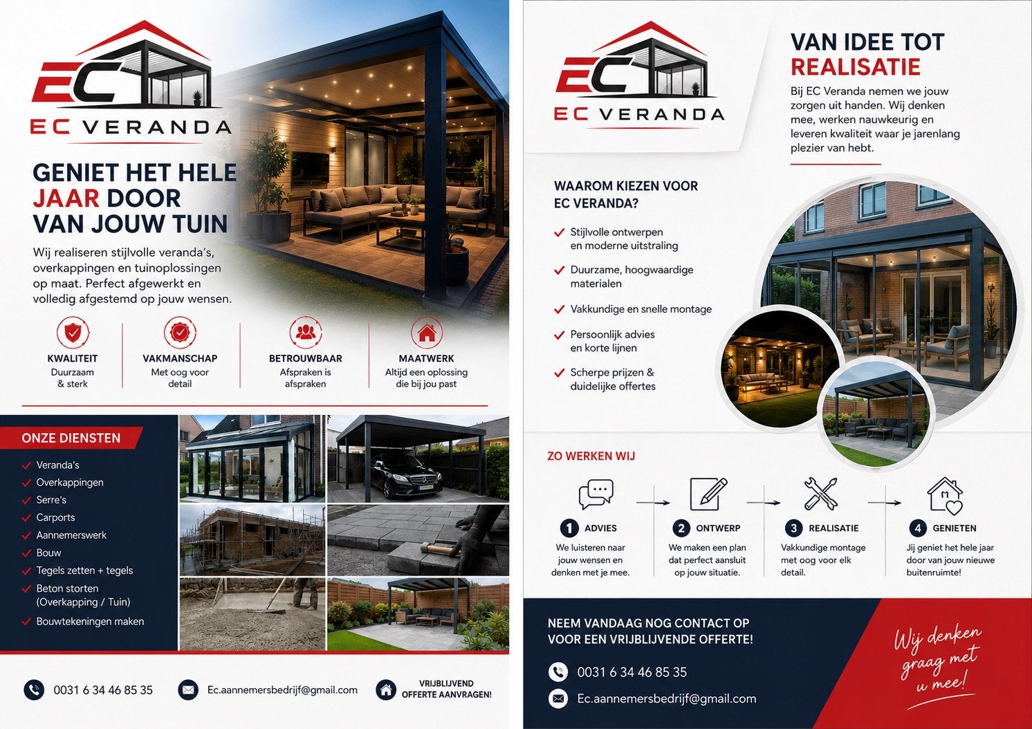 Nieuwe overkappingen en veranda's op maat, Tuin en Terras, Overkappingen, Nieuw, Overige typen, Ophalen