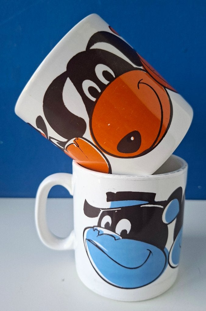 Retro Engelse koffiemokken/Carthwrights Staffordshire, Gebruikt, Overige stijlen, Aardewerk, Mok