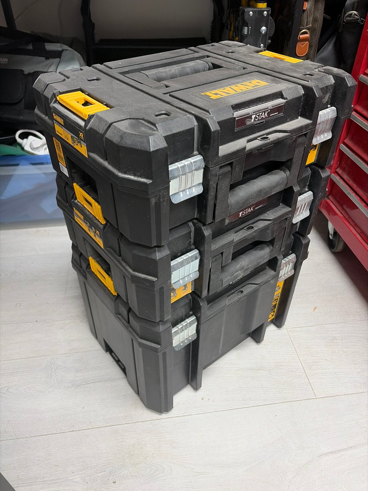 3x DeWalt TSTAK opbergboxen met indelingen, Ophalen of Verzenden, Gebruikt