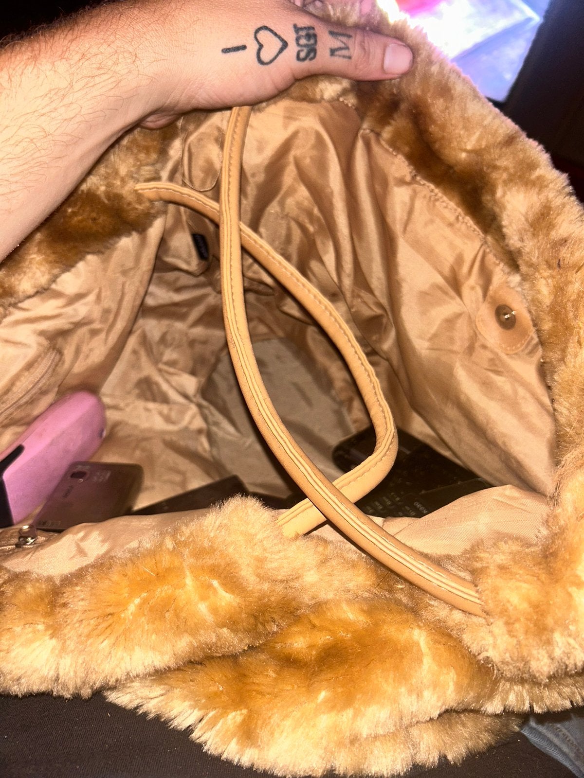 Vintage Madonna bontlook handtas – camel/bruin, Ophalen, Gebruikt, Bruin, Handtas