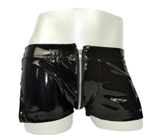 Zwarte wetlook boxer met rits, Verzenden, Zwart, Boxer