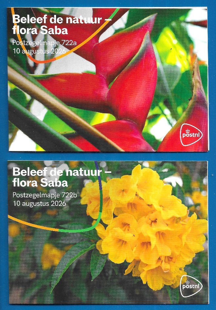 Postzegelmapje 722 A&B Beleef de Natuur - Flora Saba 2026, Postzegels en Munten, Ophalen of Verzenden, Na 1940, Postfris