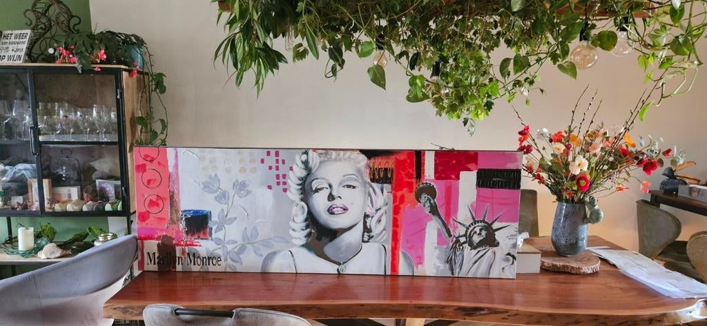 150 cm bij 50 cm Marilyn Monroe Pop Art Canvas Schilderij, Ophalen of Verzenden