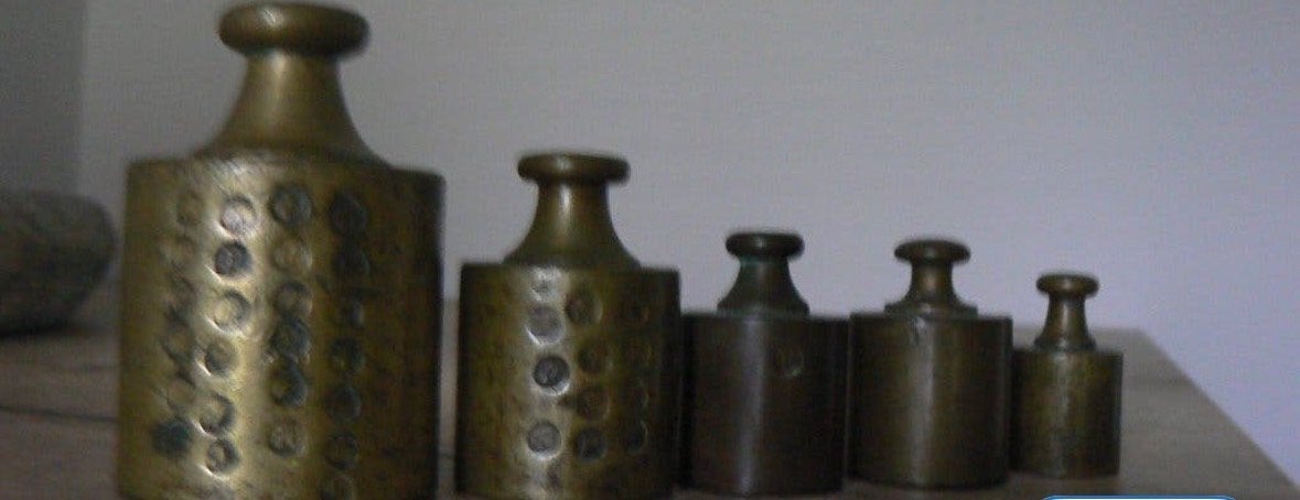 Antieke bronzen gewichten set, Ophalen of Verzenden