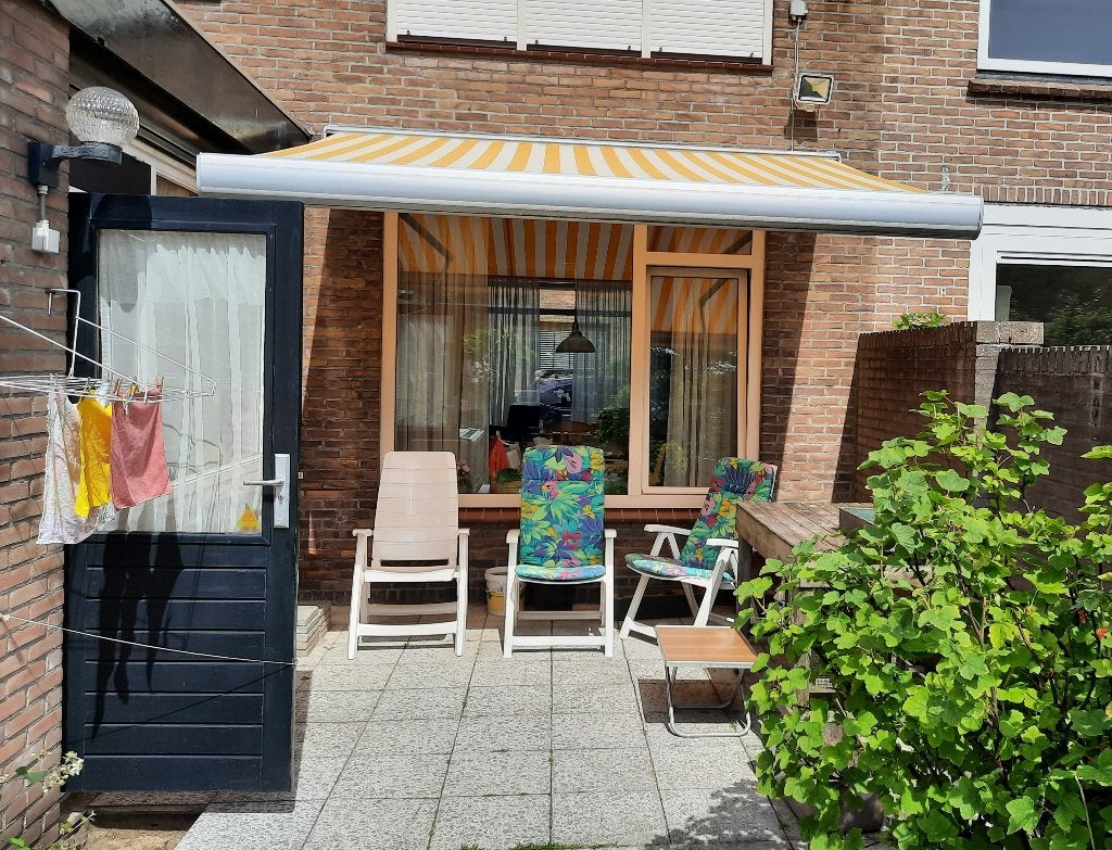 Terras zonnescherm (knikarm) type SALVIA, Tuin en Terras, Zonneschermen, Ophalen, Gebruikt, 150 tot 300 cm, 250 cm tot 450 cm