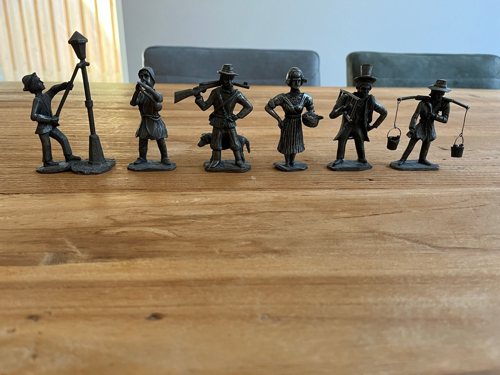 Set van 6 gedetailleerde tinnen beeldjes - Oude ambachten, Ophalen