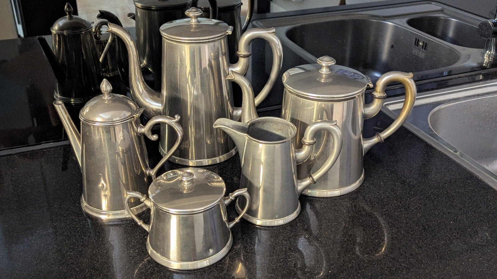 Vintage WMF Zilverkleurig Koffie- en Theeservies (5-delig), Antiek en Kunst, Ophalen