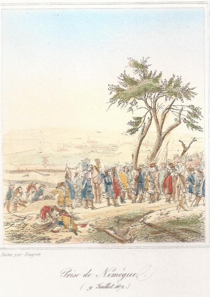 Nijmegen Prise de Nimègue (9 Juillet 1672) Ingekleurde Gravu