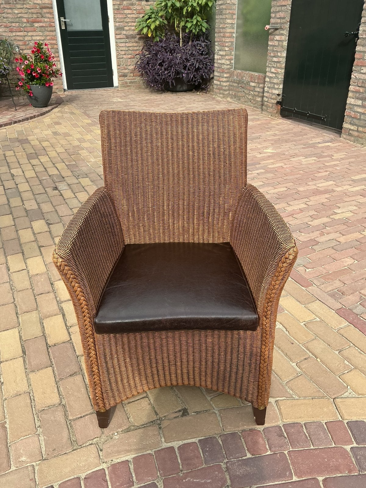 Rieten stoel, Huis en Inrichting, Stoelen, Ophalen, Gebruikt, Bruin, Riet of Rotan